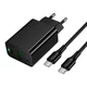 Мережевий зарядний пристрій Hoco CS94A Black 20 Вт 1 x Type C 1 x USB A з кабелем Type C (24391) - зображення 2