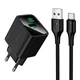 Сетевое зарядное устройство Hoco CS81A Excellent Black 18 Вт 1 x USB A с цифровым дисплеем с кабелем Type C (24381) - изображение 1