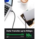 Дата кабель USB 3.0Type-C to Type-C 1.0m 60W US385 90-degree Black Ugreen (20299) - изображение 6