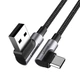 Дата кабель USB 2.0 AM to USB-C 3.0m 3A 90° corner US176 black Ugreen (70875) - зображення 10