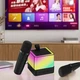 Портативна Bluetooth-колонка K18 10 Вт з 2 бездротовими мікрофонами, RGB LED, Bluetooth 5.1, FM-радіо, USB, AUX, TF-картою та акумулятором до 8 годин - изображение 3
