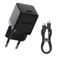 Зарядное устройство Baseus Palm Fast Charger USB-C 20W (USB-C to USB-C 60W Cable) Black (P10111602113-01) - изображение 1