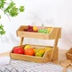 Кухонная этажерка,бамбуковая для фруктов и овощей,95 х 105 х 27 мм двухъярусная деревянная настольная полка - изображение 5
