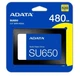 Твердотельный накопитель SSD 480Gb, Ultimate SU650, SATA3, 2.5", 3D TLC, 520/450 МБ/с ADATA (teh0019755) - изображение 2