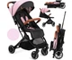 Прогулочная коляска MoMi Estelle Pink Black детская коляска тележка коляска для прогулок легкая компактная маневренная с регулировкой спинки и капюшоном до 15 кг удобная модель коляски с ручкой для транспортировки - изображение 1