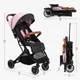 Прогулочная коляска MoMi Estelle Pink Black детская коляска тележка коляска для прогулок легкая компактная маневренная с регулировкой спинки и капюшоном до 15 кг удобная модель коляски с ручкой для транспортировки - изображение 14