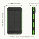 PowerBank 10000 mAh, павербанк на сонячній батареї з USB-C, швидкою зарядкою, вбудованим ліхтариком і компасом, зелений - зображення 5