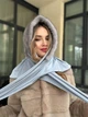 Косинка хустка норкова капор One Size сіро-блакитна - изображение 1