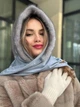 Косинка хустка норкова капор One Size сіро-блакитна - изображение 6