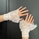 Манжеты митенки кружевные готические косплей нарядные белые one size (N84122) - изображение 1