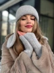 Тепла вушанка та мітенки з натуральної ангори Zefur One size сірі - изображение 3