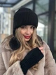 Тепла вушанка та мітенки з натуральної ангори Zefur One size чорні - изображение 1