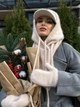 Теплий жіночий комплект капор на кнопках і кепка з ангори Zefur One size бежевий - зображення 2