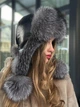 Вушанка з хутра фінської чорнобурки Zefur One size чорна - изображение 3