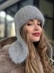Вʼязана вушанка з ангори жіноча Zefur One size сіра - изображение 7