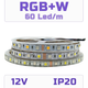 Светодиодная RGB+W SMD5050 лента 60 светодиодов на метр, 12 вольт, 12V, 60 LED/м, IP20 - изображение 1