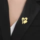 Значок из стали BROCHE брошь бижутерия Два Cердца золотистый BRGV115251 - изображение 2