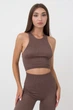 Бесшовный топ в рубчик на широких бретелях Giulia HALTER TOP RIB L/XL Brown-deep taupe, кроп топ с микрофибры - изображение 2