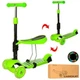 Детский самокат с сиденьем 3в1 Best Scooter до 40 кг, с подсветкой передних колес и регулируемой высотой руля, зеленый - изображение 2