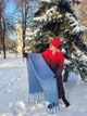 Женский теплый онотонный шарф Дред с бахромой Синий джинс кашемир 210х40 см 00843/01 - изображение 2