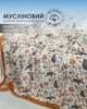 Плед 150 х 200 см муслиновый бело-оранжевого цвета с красивым принтом лесные животные и оранжевым кантом (HPM0010b) - изображение 1