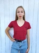 Кроп-топ однотонный с надписью Pink Woman Бордовый 11009 L (укр 44-46) - изображение 3