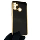 Чехол для OPPO A53 (4G) глянцевый с защитой камеры с золотой окантовкой черный - изображение 4
