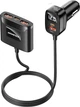 Автомобільний зарядний пристрій з USB Hub ASOMETECH EC-17 78W (PD3.0, QC4.0) 3USB+2TypeC LED Display Black (43688) - зображення 1
