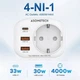 Зарядний пристрій ASOMETECH WP09-F-PD 33W GAN (PD3.0/QC4 порти 2USB+TypeC) Socket AC 4000W White (43696) - зображення 3