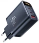 Зарядний пристрій Блок Швидкої зарядки для телефону Tuodes K35 45W PD PPS QC 4.0 Fast Charging Вбудований LCD дисплей індикатор Інтелектуальний розподіл потужності GAN Зарядка для Samsung iPhone Xiaomi Redmi Huawei Black - зображення 1
