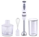Блендер Edler EDHB-1049, White/Grey, 700W, занурювальний, 2 швидкості, мірний стакан 600мл, подрібнювач 500мл, вінчик для збивання, нога та леза з нержавіючої сталі - изображение 1