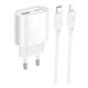 Мережевий зарядний пристрій Hoco C109A 1USB-C/1USB PD/QC 20W+Type-C to Lightning - зображення 1
