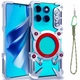 Чехол Metal Cyber Bamper для Motorola Edge 70 с кольцом и шнурком-держателем black - изображение 6