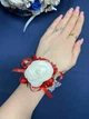 Бутоньєрка (браслет) з квітів на руку для дружки червоний - зображення 1