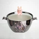 Бульонница фарфоровая Labubu с крышкой и ручками 800 (мл) Ø15 (см) детская тарелка для супа и лапши Серебристый с розовым FM-34C - изображение 1