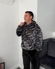 Піжама чоловіча тепла з худі-кенгуру з пухнастої махри домашній комплект худі + штани 54-56 Графітовий чорний - зображення 2