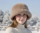 Женская зимняя панама из искусственного меха — теплая меховая панама, модная шапка на зиму OAN, бежевая - изображение 2