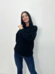 Теплая отдононная женская кофта батник на флисе прямого кроя из трехнитки 50-52, Черный - изображение 2