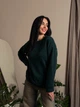Базовая теплая женская кофта свитшот на флисе свободного кроя 42-44, Темно-зеленый - изображение 2