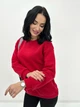 Базовая теплая женская кофта свитшот на флисе свободного кроя 42-44, Красный - изображение 4