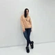 Утепленный женский батник худи с капюшоном на шнурке из трехнитки на флисе 46-48, Бежевый - изображение 6
