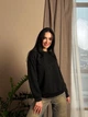Базовая теплая женская кофта свитшот на флисе свободного кроя 42-44, Черный - изображение 4