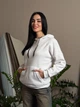 Утепленный женский батник худи с капюшоном на шнурке из трехнитки на флисе 46-48, Белый - изображение 2
