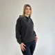 Утепленный женский батник худи с капюшоном на шнурке из трехнитки на флисе 46-48, Графит - изображение 6
