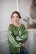 Блуза Etnoshop Льона з ручною вишивкою 3XL Зелена - зображення 1