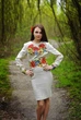 Лляна сукня з квітковою вишивкою M Сіра - изображение 1