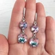 Сережки Hand Made з ніжними кристалами хамелеонами Swarovski кольору Vitrail Light - зображення 2