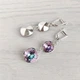 Сережки Hand Made з ніжними кристалами хамелеонами Swarovski кольору Vitrail Light - зображення 5
