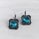 Серьги Hand Made винтажные с кристаллами Swarovski сине-бирюзового оттенка Bermuda Blue - изображение 2