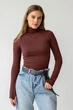 Женская водолазка в рубчик Giulia FLEX LONGSLEEVE POWER L/XL Brown-hot chocolate, эластичная водолазка из микрофибры - изображение 2